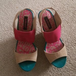 Dollhouse multi colored platform wedges